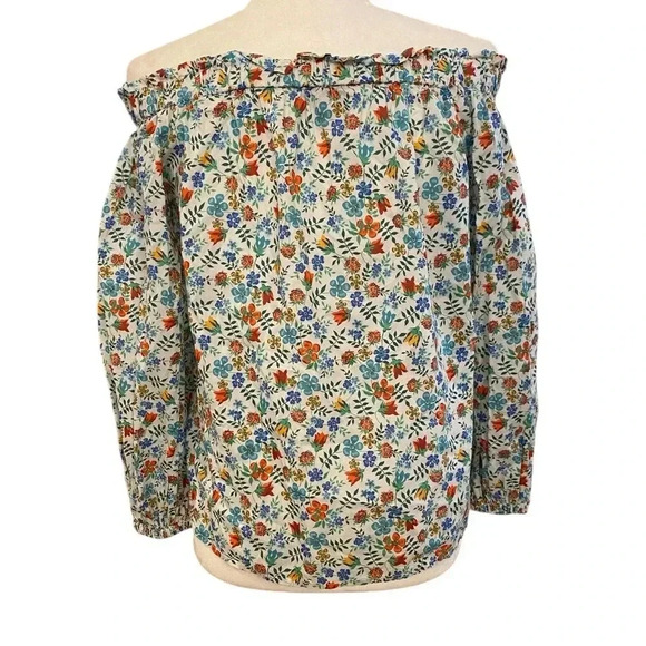 J. Crew Liberty Of London Art Edenham Off Shoulder Blouse Size 4 Floral Boho - Picture 4 of 8